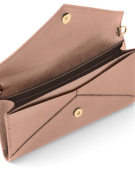 Saffiano leather wallet with shoulder strap 